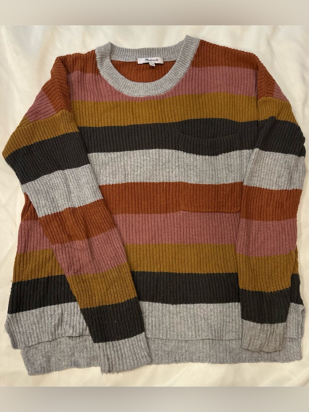 Madewell Chunky Ribbed Striped Crewneck Sweater